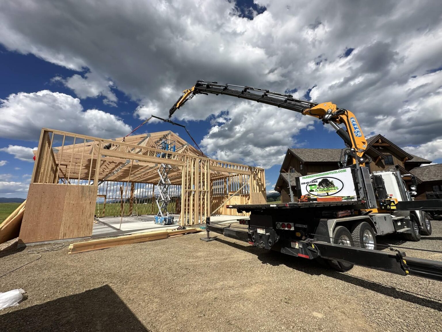 Parker Tree Service crane and equipment completing professional tree work